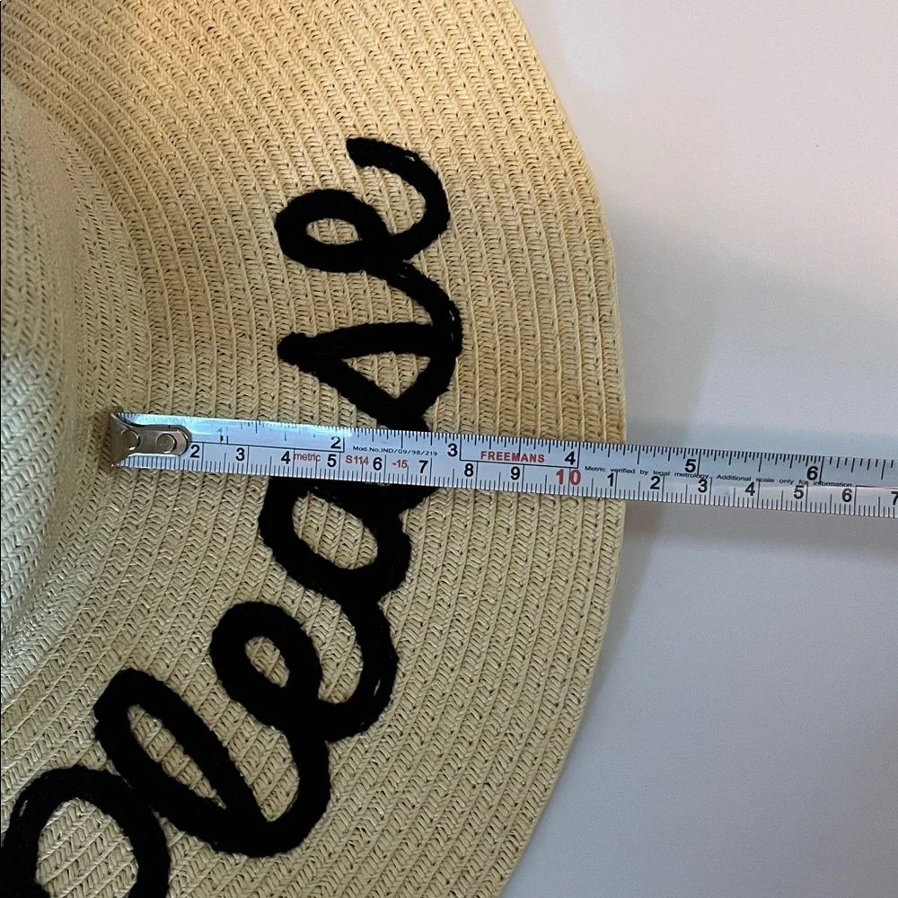 NWOT Sun Beach Hat Floppy Wide Brim Woven Embroidered Beach Please‎ - Picture 6 of 6